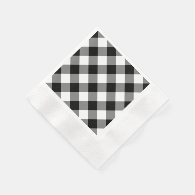 Serviette En Papier Motif En vichy noir (Coin)