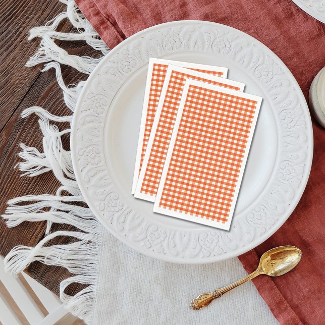 Serviette En Papier Motif En vichy orange et blanc (Créateur téléchargé)