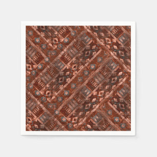 Serviette En Papier Motif ethnique marron beige monochrome.