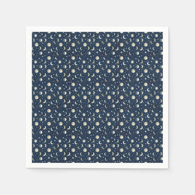 Serviette En Papier Motif Étoiles et Lune (Devant)