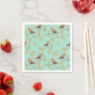 Serviette En Papier Motif européen vintage peint Robin Bird
