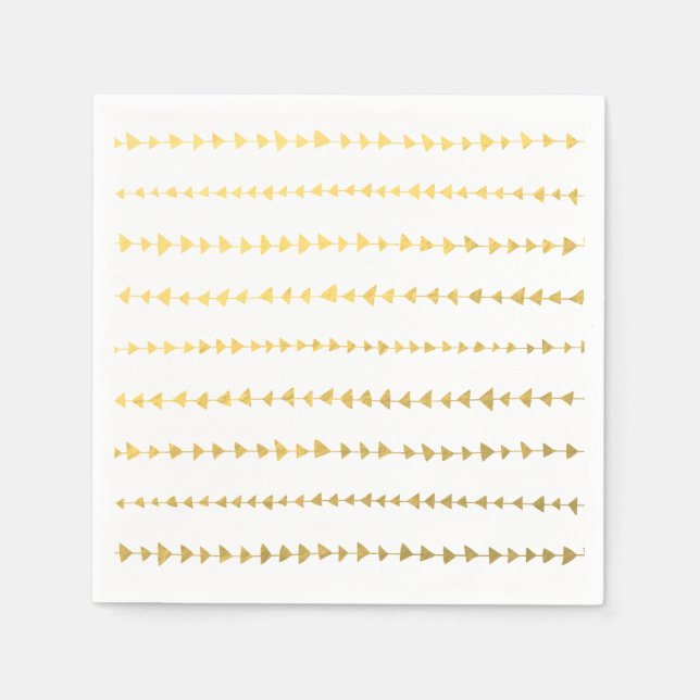 Serviette En Papier Motif Faux Gold Foil White Flèches (Devant)