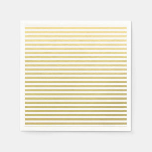 Serviette En Papier Motif Faux Gold Foil White Stripes