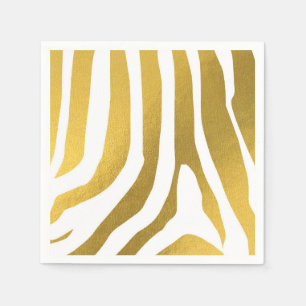 Serviette En Papier Motif Faux Gold Zebra Print Stripes