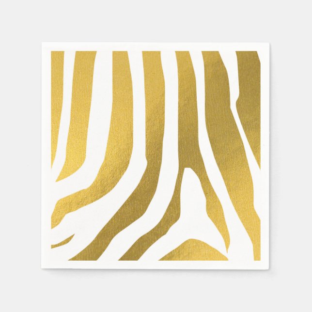 Serviette En Papier Motif Faux Gold Zebra Print Stripes (Devant)