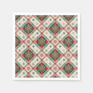 Serviette En Papier Motif festif à carreaux tartan écossais et flocons