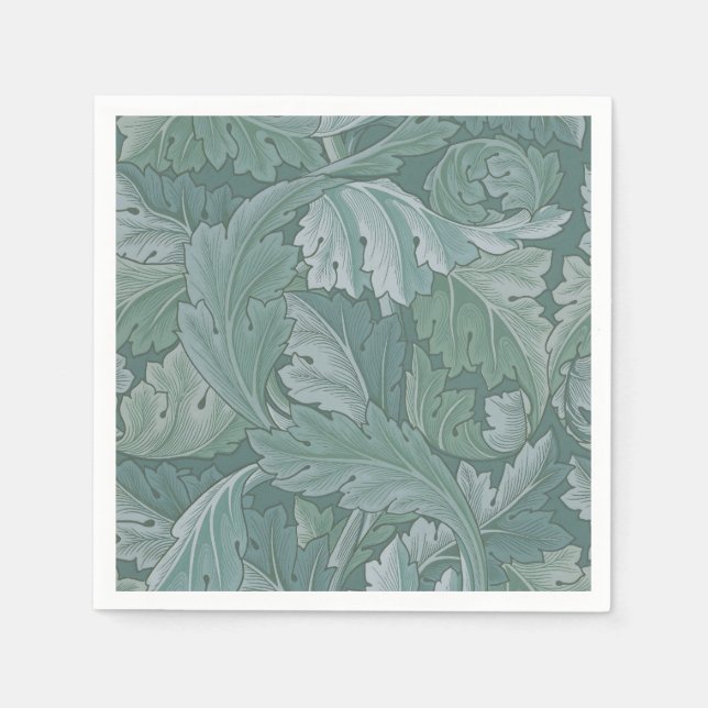 Serviette En Papier Motif feuille d'acanthe bleu sarcelle de William M (Devant)