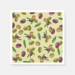 Serviette En Papier Motif Feuille d'olive et d'olive rustique