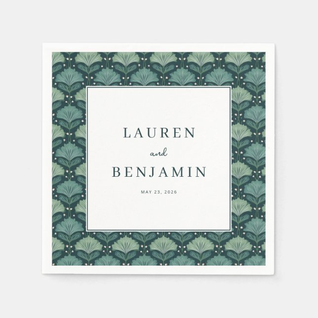 Serviette En Papier Motif feuille élégant marine (Devant)