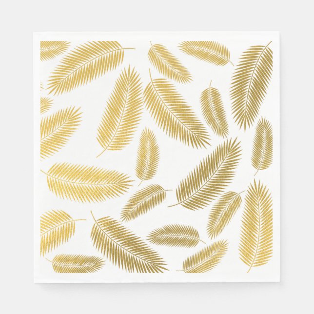 Serviette En Papier Motif Feuille Faux Gold Palm (Devant)