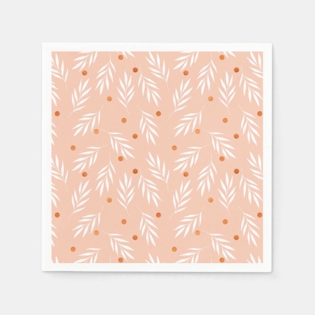 Serviette En Papier Motif Feuille moderne Apricot rose (Devant)