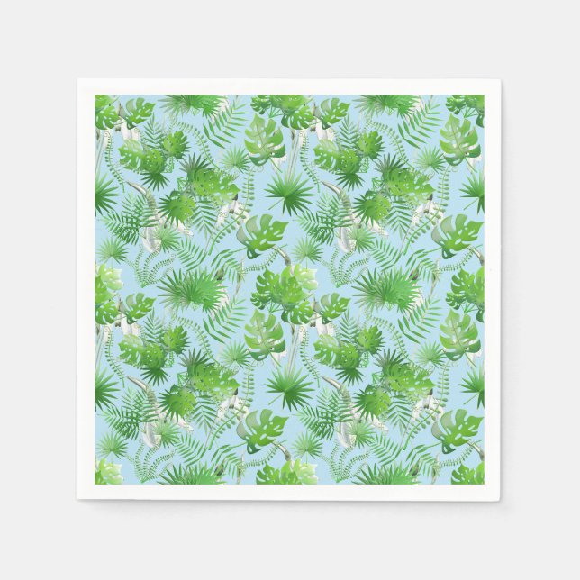 Serviette En Papier motif Feuille vert 3D 01x4 LBlue BG (Devant)