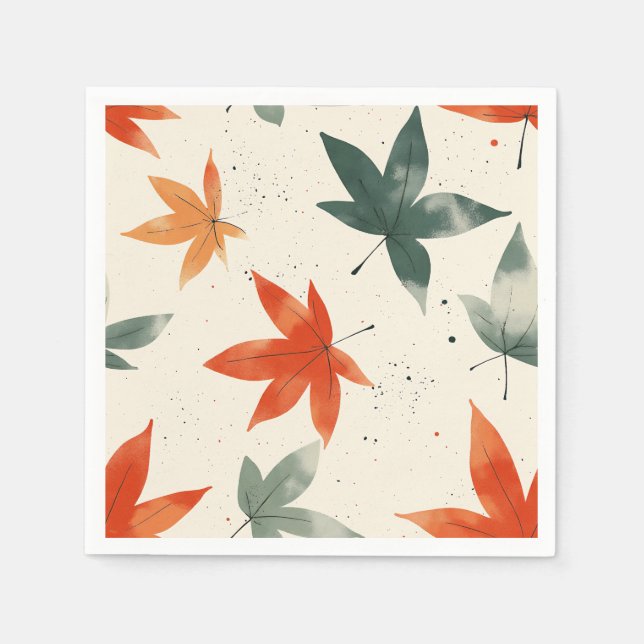 Serviette En Papier Motif Feuilles d'automne (Devant)