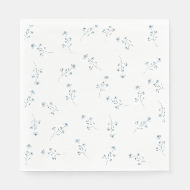Serviette En Papier Motif Fleur sauvage bleu (Devant)