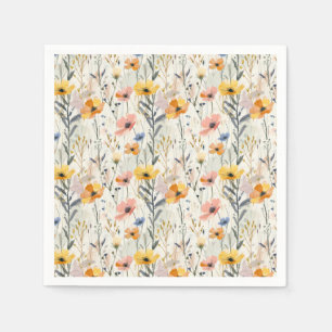 Serviette En Papier Motif Fleurs de prairie Gouache