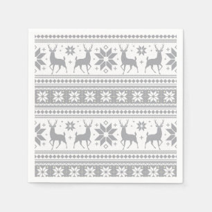 Serviette En Papier Motif flocon de neige gris cerf Noël hiver
