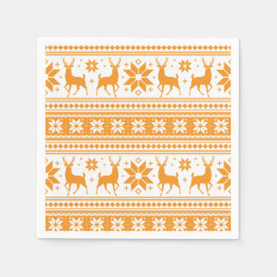 Serviette En Papier Motif flocon de neige orange cerf Noël hiver