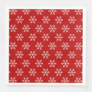 Serviette En Papier Motif Flocons de Neige Rouge Noël