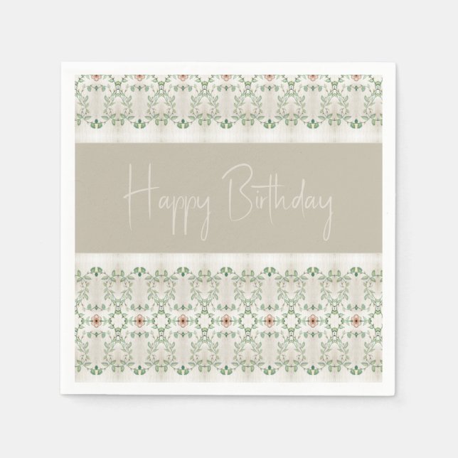 Serviette En Papier Motif Floral Accentué (Devant)