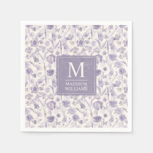 Serviette En Papier Motif floral aquarelle fleurs lavande violet