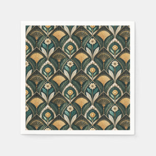 Serviette En Papier Motif floral Art Déco doré vintage