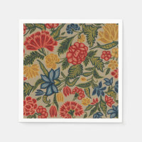 Motif floral au point de crewel rouge et or vintag