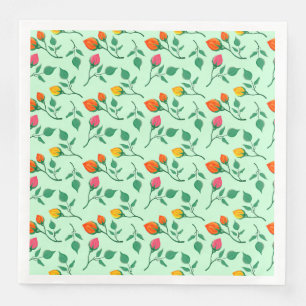 Serviette En Papier Motif floral avec fleurs roses colorées