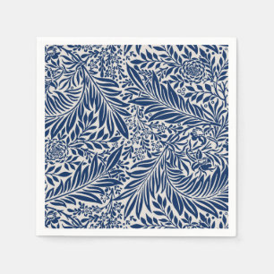 Serviette En Papier motif floral bleu avec feuilles et fleurs variées