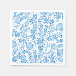 Serviette En Papier Motif floral bleu clair moderne aquarelle