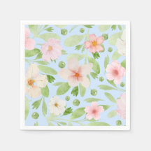 Motif floral bleu et rose pastel