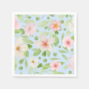 Serviette En Papier Motif floral bleu et rose pastel