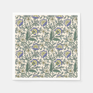 Serviette En Papier Motif floral bleu, jaune et blanc continu