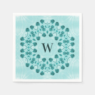 Serviette En Papier Motif floral, bleu Turquoise initial