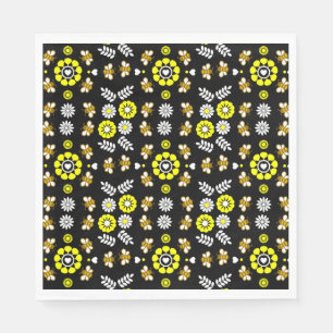 Serviette En Papier Motif floral botanique d'abeille