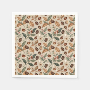 Serviette En Papier Motif floral botanique de grains de café vintage
