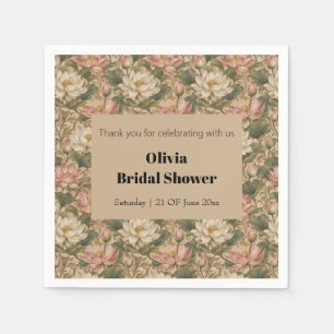 Serviette En Papier Motif floral botanique vintage lotus d'eau