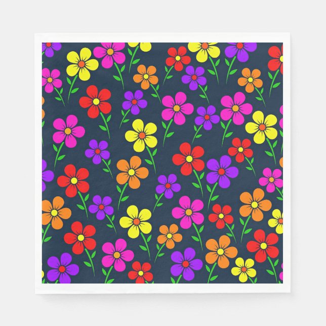 Serviette En Papier Motif floral coloré (Devant)