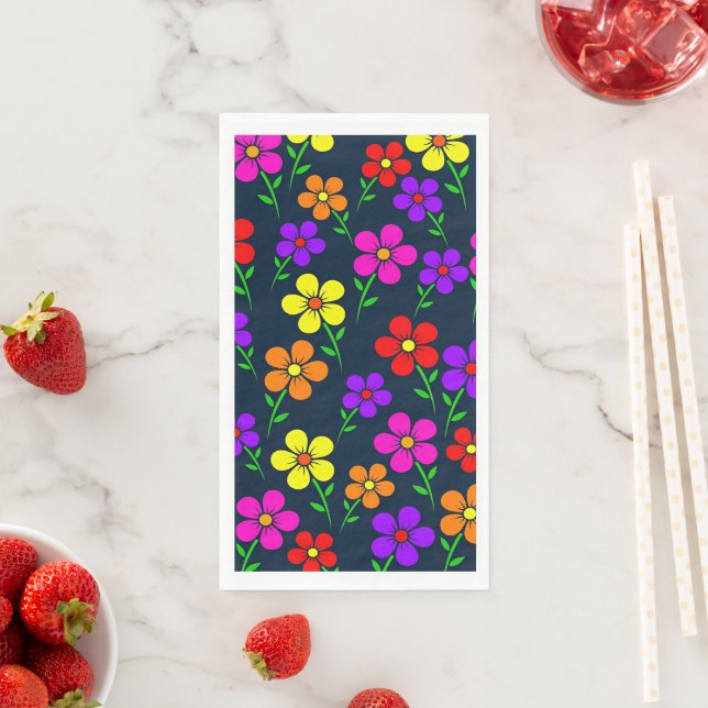 Serviette En Papier Motif floral coloré (En situation)