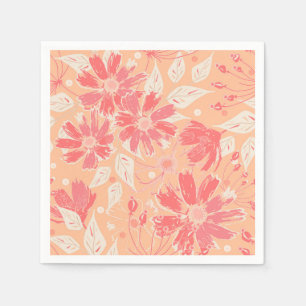 Serviette En Papier Motif floral dans des tons de pêche à la mode