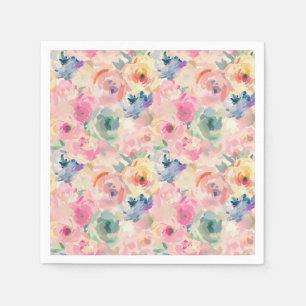 Serviette En Papier Motif floral de fleurs pastel colorées abstraites