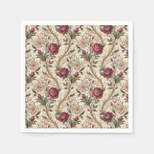 Serviette En Papier Motif floral de rose et de damas victorien vintage