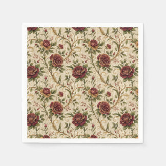 Serviette En Papier Motif floral de rose vintage - Art de design flora