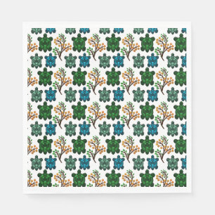 Serviette En Papier Motif Floral de Tortue de Mer Tropicale Océan Cô