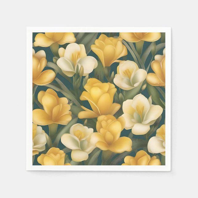 Serviette En Papier Motif floral délicat Freesia (Devant)