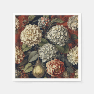 Serviette En Papier Motif floral élégant vintage d'hortensia