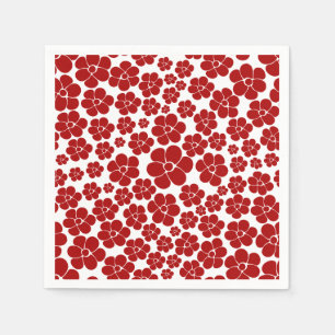 Serviette En Papier Motif floral en rouge et blanc