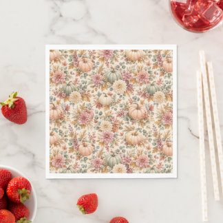 Serviette En Papier Motif floral et citrouille Soft Harvest