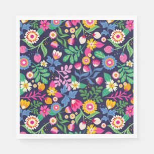 Serviette En Papier Motif floral exotique peint à la main