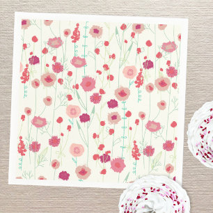 Serviette En Papier Motif Floral fleur sauvage Crème jaune rose