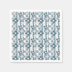 Serviette En Papier Motif floral gris et blanc gris